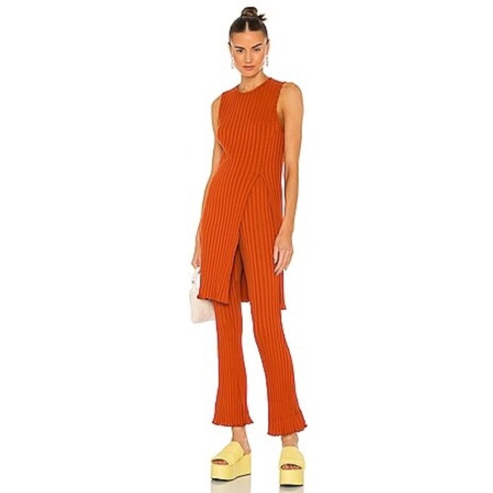 Simon Miller Saya Tunic Caramel Ribbed Knit Sleeveless Top Size Small